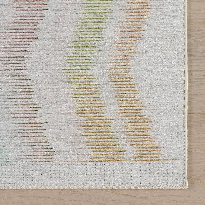 Dash & Albert Zarek Multi Machine Washable Rug, 2 X 3 Feet, Multicolored/White Chevron Pattern