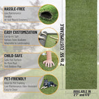 Ottomanson 6'6" x 54' Artificial Faux Grass Rug - Realistic Turf with UV Protection - Perforated for Easy Drainage - Durable, Hose-Off Synthetic Lawn Carpet for Indoor & Outdoor Use, Green