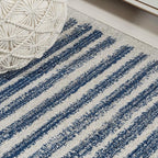 JONATHAN Y Khalil Modern Berber Stripe Cream/Navy Indoor Area Rug, 8x10, Contemporary, Bohemian, Easy-Cleaning for Living Room, Bedroom, Kitchen, Pet Friendly, Non-Shedding (MOH207E-8)