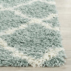 SAFAVIEH Dallas Shag Collection Runner Rug - 2'3" x 16', Seafoam & Ivory, Trellis Design, Non-Shedding & Easy Care, 1.5-inch Thick Ideal for High Traffic Areas in Living Room, Bedroom (SGD257C)