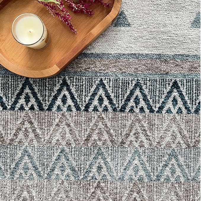Alfa Rich 3x5 Blue Cream Off White Washable Area Rugs for Living Room Bedroom Kitchen Decor Runner