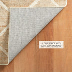Dash and Albert Kali Machine Washable Area Rug - Runner - 2.5' x 8' Natural - Diamond Accent Rug - Anti-Slip Backing, Lightweight, Machine Washable, High Traffic Areas Kitchen, Mudroom, Laundry Room