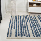 JONATHAN Y Khalil Modern Berber Stripe Cream/Navy Indoor Area Rug, 5x8, Contemporary, Bohemian, Easy-Cleaning for Living Room, Bedroom, Kitchen, Pet Friendly, Non-Shedding (MOH207E-5)