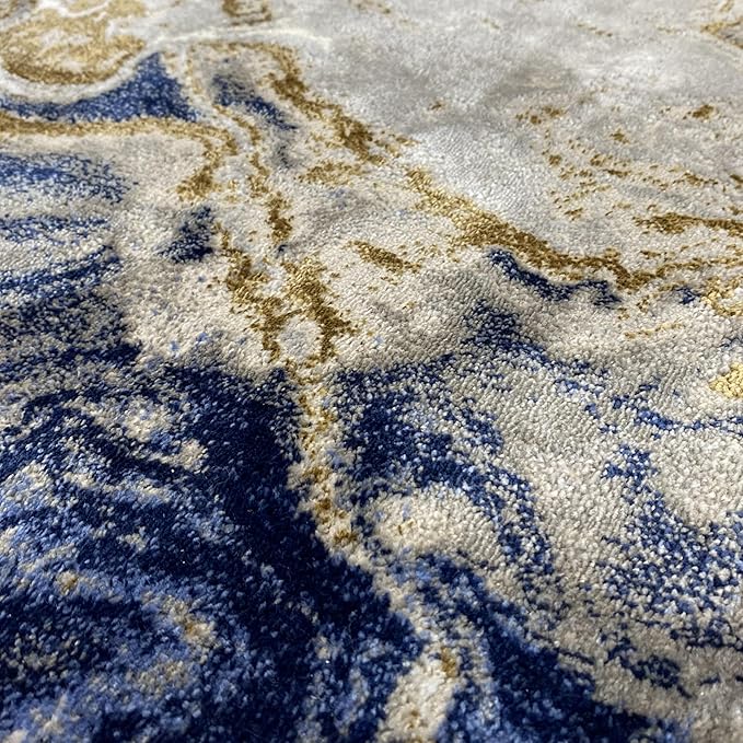 LUXE WEAVERS Marble Collection Blue Area Rug 2x3 Modern Abstract Swirl Design Non-Shedding Carpet