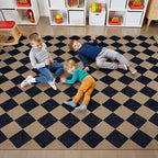 Lahome Checkered Easy Jute Carpet, Washable 8x10 Rugs for Living Room Outdoor Patio Rugs, Farmhouse Neutral Non Slip Stain Resistance Floor Carpet for Office Backyard Sunroom