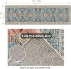 Enkor Runner Rugs for Hallway, 2.6x10.5 Washable Soft Non Slip Floor Rugs for Kitchen, Modern Mat for Living Room Bedroom Entryway Green & Blue