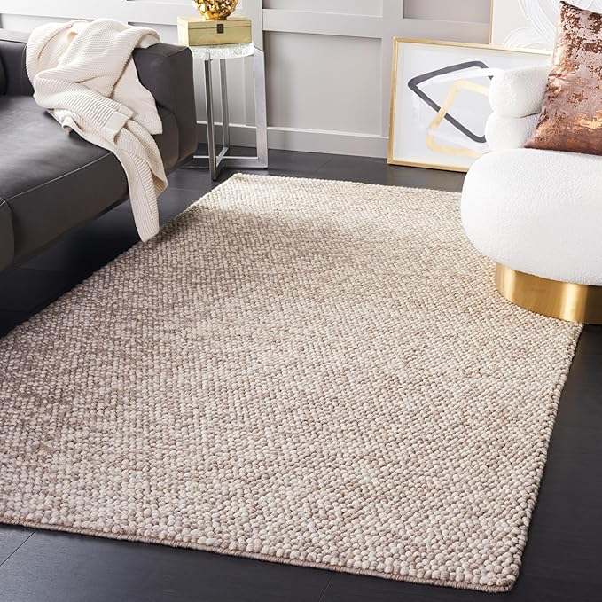 Safavieh Area Rug 6x8 - Natura Collection - Beige, Handmade Wool Blend, Textured Design, Ideal for Living Room, Bedroom, Dining Space (NAT620B)