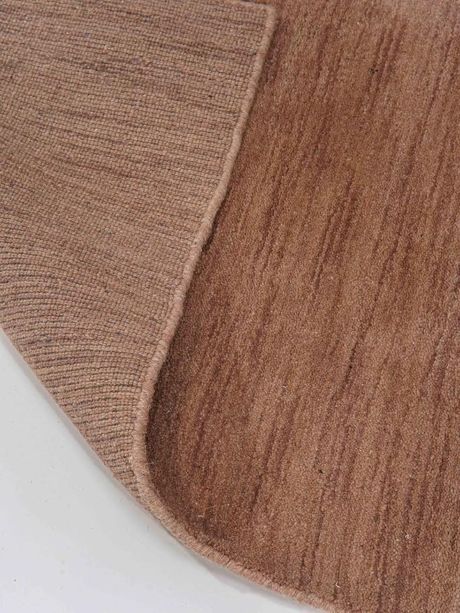 Hand Knotted Loom Wool ECO-Friendly Area Rugs - 5'x8', Rectangle, Light Brown Color, Solid Plain Design, High Pile Thick Handmade Anti Skid Rugs for Living Room (L00111)