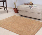 KEMA Jute Braided Area Rug, 6x9 Feet (72x108 Inches) - Rustic Vintage Braided Reversible Rectangular Rug, Shag Rugs for Bedroom, Jute Kitchen, Living Room, Floor