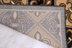 Allstar 5x7 Black Modern Rectangular Accent Rug with Ivory and Mocha Floral Fleur De Lis Diamond Design (5' x 7')