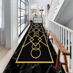 Luxury Gold Stamped Texture Hallway Runner Rug for Walkway, 2.6x7ft, Abstract Black Marble Background Entrance Carpets, Minimalist Geometric Decoration Absorbent Mat for Floor Office