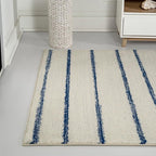 JONATHAN Y Williamsburg Minimalist Stripe Cream/Navy Indoor Area Rug, 8x10, Contemporary, Modern, Easy-Cleaning for Living Room, Bedroom, Kitchen, Pet Friendly, Non-Shedding (MOH201E-8)