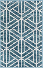 Rugs.com Lattice Trellis Collection Rug – 3' x 5' Blue Low-Pile Rug Perfect for Living Rooms, Large Dining Rooms, Open Floorplans