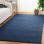 SAFAVIEH Area Rug 4x6 - Natura Collection - Navy & Blue, Handmade Wool Blend, Textured Design, Ideal for Living Room, Bedroom, Dining Space (NAT620M)