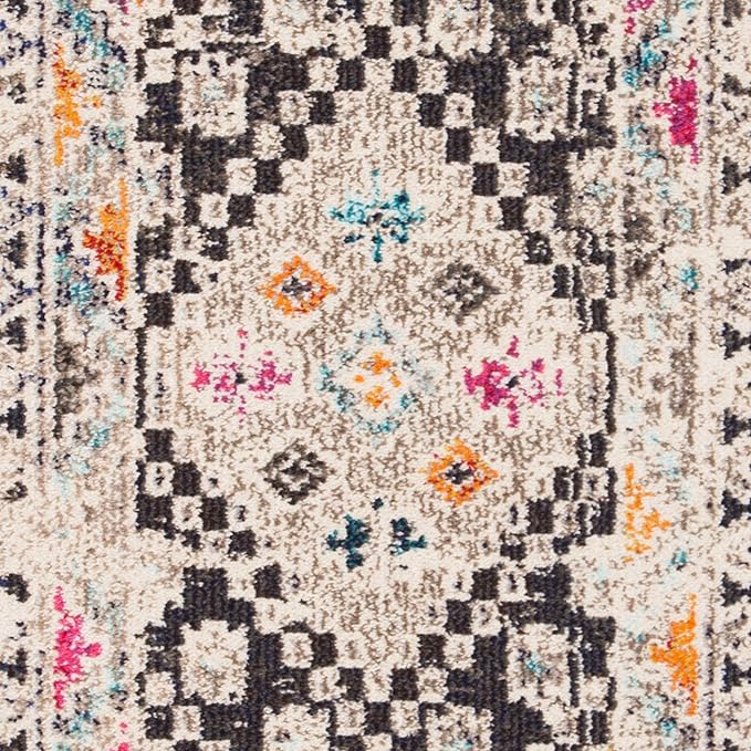 SAFAVIEH Madison Collection Accent Rug - 2'2" x 4', Black & Yellow, Boho Diamond Distressed Design, Non-Shedding & Easy Care, Ideal for High Traffic Areas in Entryway, Living Room, Bedroom (MAD418Z)