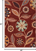 Maples Rugs Reggie Floral Area Rug - Made in USA - Washable, Non Slip, Pet-Friendly Mats for Living Room, Bedroom, and Office, 3'4 x 5, Merlot
