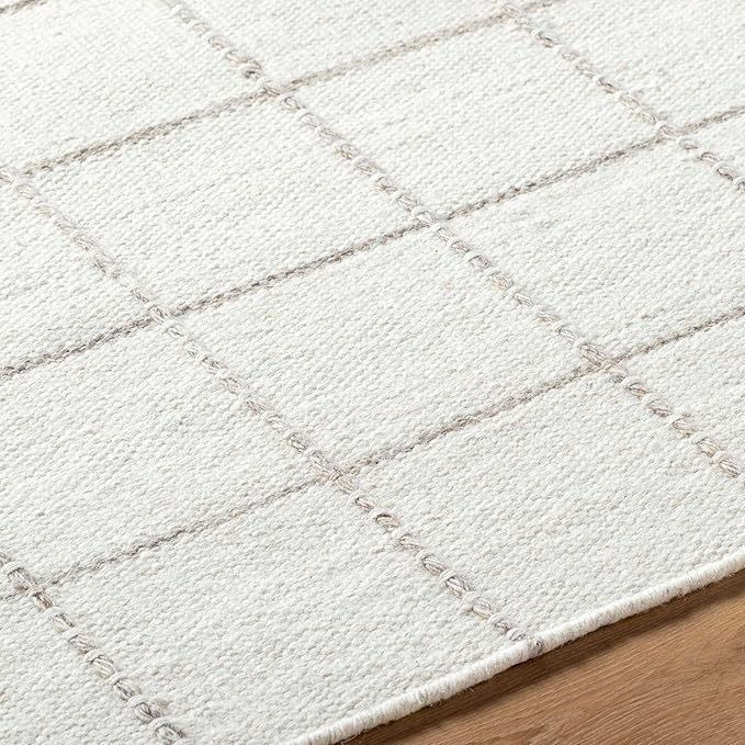 Mark&Day Wool Rugs, 9x12 Ishaq Cottage Off-White Area Rug, White Silver Carpet for Living Room, Bedroom or Kitchen (8'10" x 12')