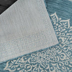CAMILSON Outdoor Rug 6x9 Medallion Aqua Modern Area Rugs for Indoor and Outdoor Patios Kitchen and Hallway Mats Washable Porch Deck Outside Carpet (Medallion Aqua 6 x 9)