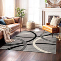 Rugshop Wavy Circles Design Square Rug, Non-Shedding Carpet for Living Room, Bedroom, or Dining Room, Gray, 6'6" x 6'6"