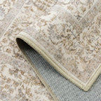 Light Brown Area Rug 5x7 Machine Washable Vintage Living Room Distressed Non Slip Carpet Traditional Indoor Bedroom Retro Floral Accent Throw Large Rug Office Kitchen Bathroom Dining Room
