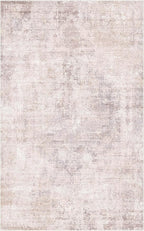 Modern Washable Bedroom Area Rug 5x8, Abstract Rugs for Living Room, Dining Room, Kids Room Girls, Pink and Grey Distressed Medallion Pattern, Non Slip Low Pile Stain Resistent