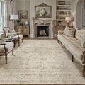 HUGEAR Retro Beige Area Rug 8x10 Machine Washable Living Room Rugs Distressed Vintage Floral Low Pile Carpet Bedroom Office Dining Room Laundry Room Non Slip Soft Lightweight