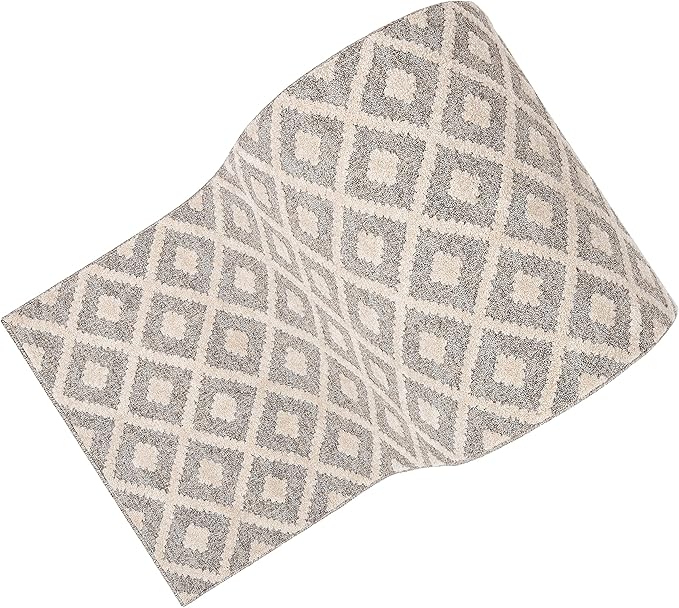 Well Woven Custom Size Hallway Stair Runner - Choose Your Length - Ainsley Ivory Diamond Trellis Geometric Tribal - 31 Inches Wide x 75 Feet Long Runner (31" x 75' Runner) Rug