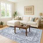 Washable Area Rug. Modern Farmhouse. Vintage. Turkish. Bohemian. Distressed. Oriental. Traditional. Rugs for Living Room. Dining. Bedroom. Office. Entryway. Foyer. (861GG, 9' x 12')