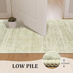 Art&Tuft Non-Slip Runner Rug - 2x8 Runner Rug Washable Low-Pile Rugs Runners, Soft Distressed Carpet Runner for Bedroom Bathroom Kitchen Laundry Living Room, Green