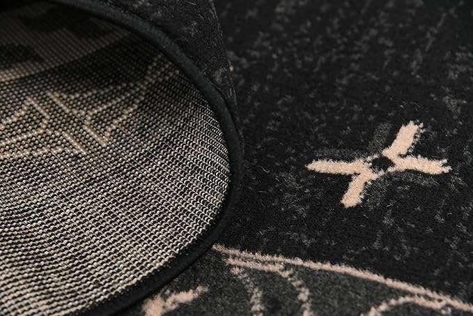 Unique Loom Taftan Collection Border Geometric Tribal Inspired Design Area Rug (9' 0 x 12' 0 Rectangular, Black/ Gray)
