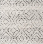 SAFAVIEH Adirondack Collection Area Rug - 3' Square, Light Grey & Grey, Modern Diamond Distressed Design, Non-Shedding & Easy Care, Ideal for High Traffic Areas in Living Room, Bedroom (ADR131C)