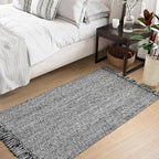 Collive Washable Area Rug 3' x 5', Modern Woven Kitchen Rugs, Black/Cream Braided Cotton Rug Indoor Door Mat Throw Carpet for Entryway Living Room Nursery Mudroom Laundry Room
