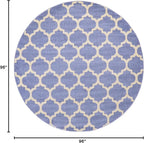 Rugs.com Lattice Collection Rug – 8 Ft Round Light Blue Medium Rug Perfect for Kitchens, Dining Rooms