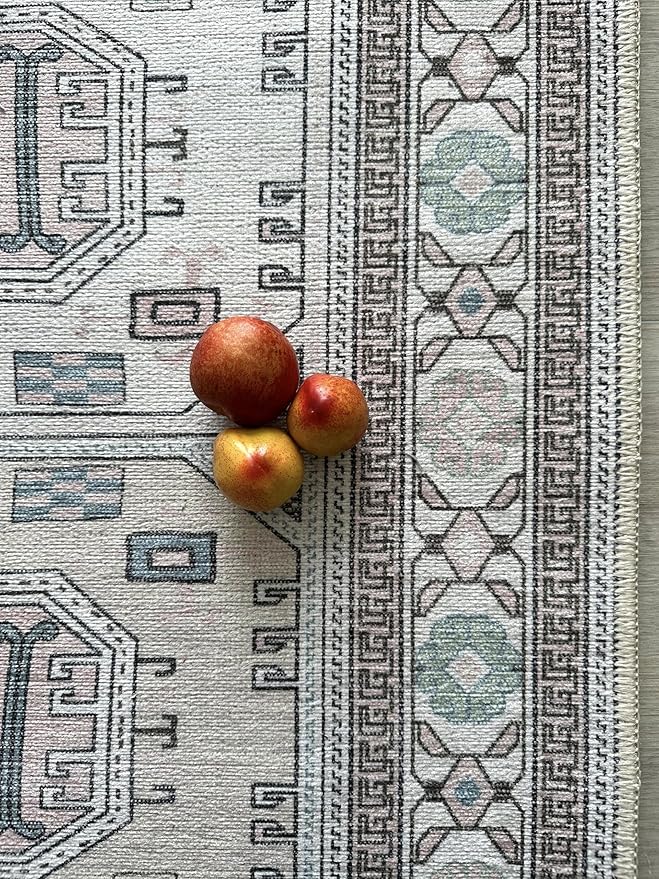 Fame Living Faded Oushak Rug, Turkish Vintage Floral Pastel Large Oversized Area Rugs for Living Room Dining Bedroom Kitchen Bathroom Nursery (848BrCr, 7'5" x 9'8")