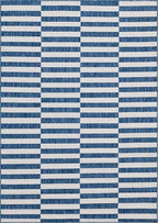 Unique Loom Outdoor Striped Collection Area Rug - Striped (7' 1" x 10' Rectangle, Blue/Ivory)