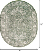 Unique Loom Isabella Collection Area Rug - Adjani (7' 10" x 10' Oval, Green/ Ivory)