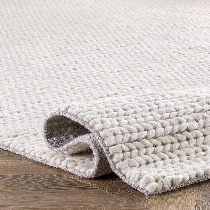 Nuloom Penelope Off-White/Ivory, 2'6" x 6', Hand-Braided, Wool & Cotton, Soft and Textured, High Traffic, Stain Resistant, Easy Clean, Durable Runner for Bedroom, Living Room, Dining, Entryway