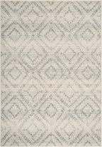 SAFAVIEH Adirondack Collection Area Rug - 5'1" x 7'6", Ivory & Light Blue, Modern Diamond Distressed Design, Non-Shedding & Easy Care, Ideal for High Traffic Areas in Living Room, Bedroom (ADR131T)