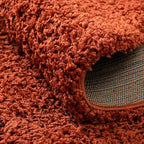Unique Loom Solid Shag Collection Area Rug (3' 3" Round, Terracotta)