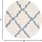 SAFAVIEH Dallas Shag Collection Area Rug - 4' Round, Ivory & Light Blue, Trellis Design, Non-Shedding & Easy Care, 1.5-inch Thick Ideal for High Traffic Areas in Living Room, Bedroom (SGD257J)