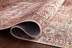 Loloi Layla Collection LAY-11 Cinnamon/Sage 5'-0" x 7'-6" .13" Thick Area Rug, Soft, Durable, Vintage Inspired, Distressed, Low Pile, Non-Shedding, Easy Clean, Printed, Living Room Rug