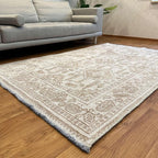 Alfa Rich 5x8 Beige Off White Washable Area Rugs for Living Room Bedroom Kitchen Dining Cotton Rug