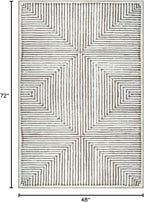 Bloom Rugs Washable Non-Slip 4' x 6' Rug - Brown Striped Area Rug for Living Room, Bedroom, Dining Room, and Kitchen - Exact Size: 4' x 6'