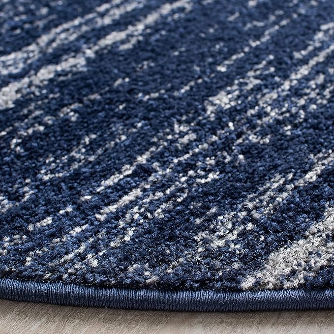 SAFAVIEH Adirondack Collection Area Rug - 11' Round, Navy & Grey, Modern Ombre Design, Non Shedding & Easy to Clean, Ideal for Living Room, Bedroom, Office, Dining Space (ADR113E)