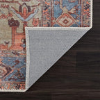 Bloom Rugs Washable 7 ft Runner - Terracotta/Blue Traditional Runner for Entryway, Hallway, Bathroom, and Kitchen - Exact Size: 2.5' x 7'
