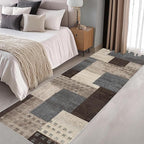 Modern Geometric Patchwork Indoor Runner Rug for Living Room, Blue-Taupe 2.7'x 8' Rug Rockwood Collection Hardwood Floors Decor for Bedroom, Blue Throw Carpet for Office Entryway Dining Room