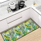 Green Botanical Tropical Leaves Rug 2x10ft - Non-Slip Washable Runner, Soft Durable Floor Mat for Hallway, Kitchen, Bedside, Entryway Home Decor