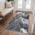 3x5 Black Area Rug: Modern Abstract Washable Rugs for Entryway Kitchen Bedroom Indoor - Non-Slip Stain Resistant Thin Low Pile