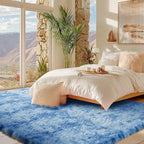 Andency 6x9 Area Rugs, Large Shag Fluffy Soft Shaggy Rugs for Living Room Bedroom, Non-Slip Tie-Dyed Blue Thick Plush Carpet for Kids Girls and Boys, Dorm Nursery Home Decor Aesthetic