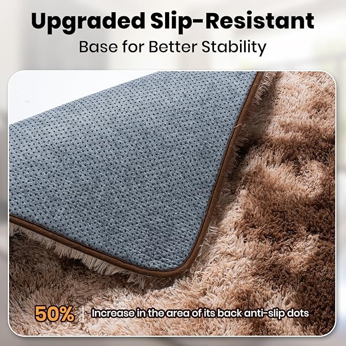 Zentavio Area Rugs for Living Room Rugs for Bedroom 4x6 Soft Carpet Fluffy Furry Shag Aesthetic Plush High Pile Gray Throw Rug for Nursery Kids Room Dorm Tie-Dyed Coffee